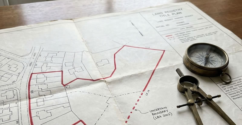 HMLR title plan showing red boundary edging under the general boundary rule of the Land Registration Act 2002 — the T-mark fence problem was not fixed retrospectively by the 2002 Act